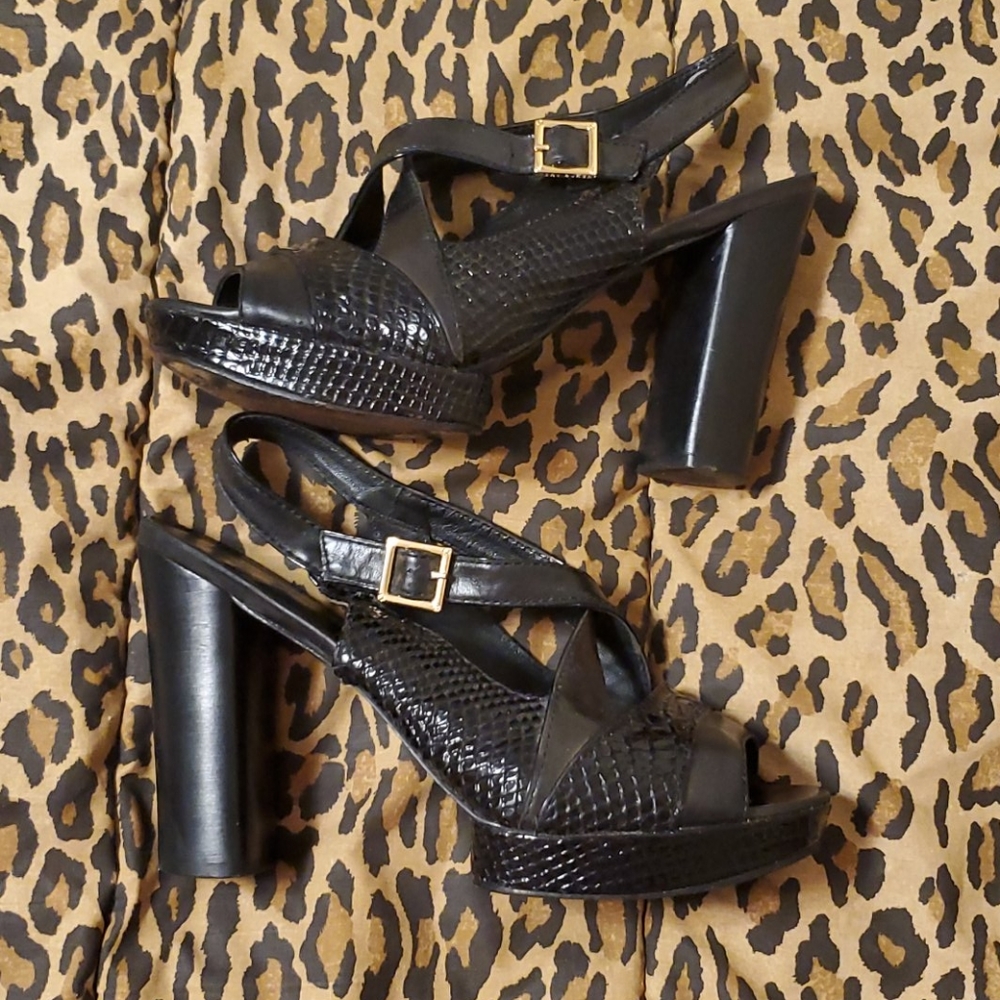 Tory Burch Chunky Platform Snakeskin Sandals